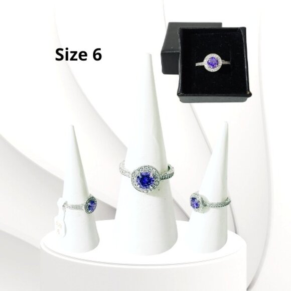 BP STERLING CLUB LIGHT TANZANITE CUBIC ZIRCONIA RING (Size 6) - Picture 1 of 7
